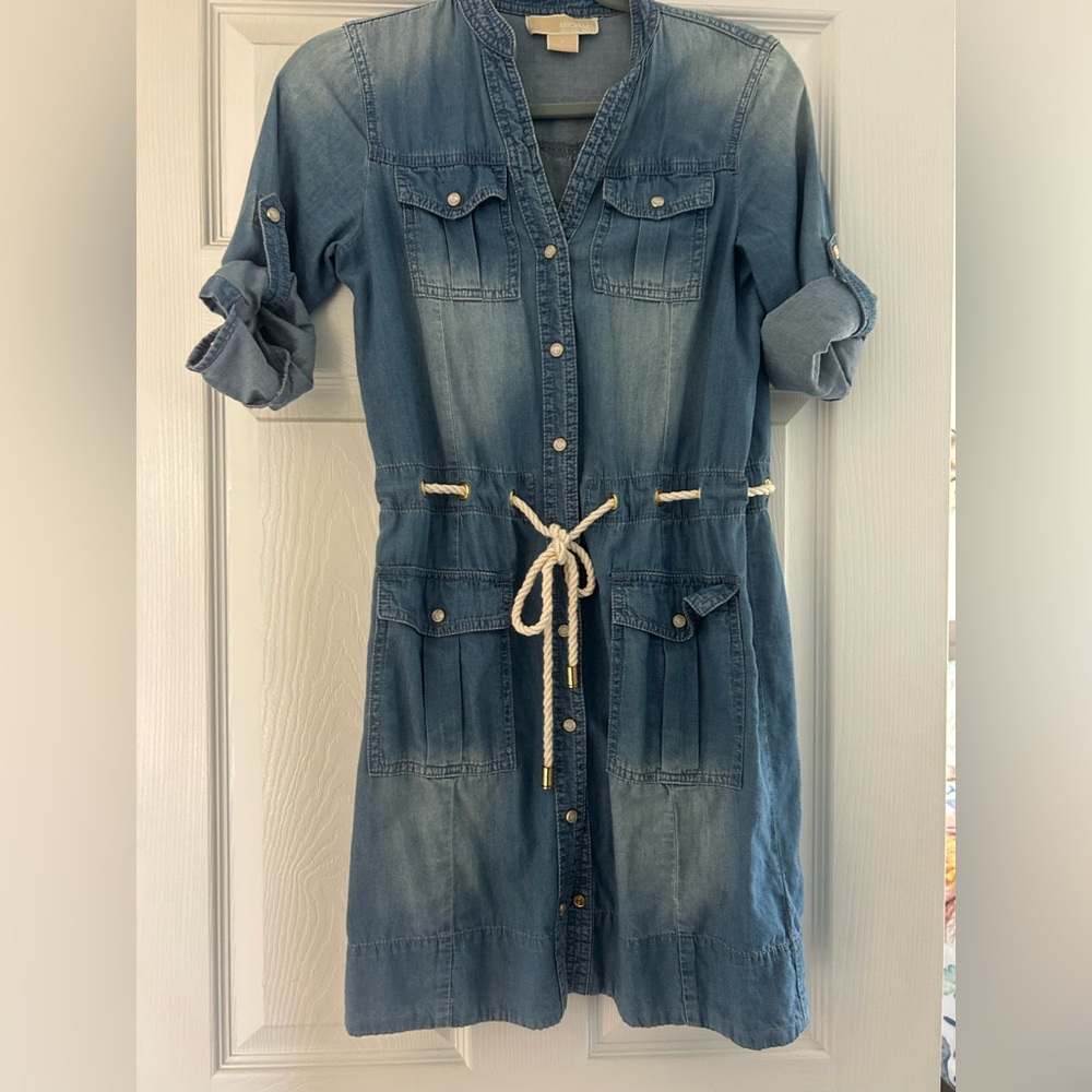 Michael Kors Long Sleeve Denim Dress Petite